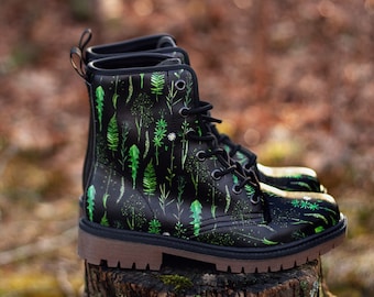 Combat Boots, Vegan Leather Combat Boots, Witchy Magic, Boots Boho, Witch Boots, Boho Festival Wear, Faux Leather Boot Forest Witch