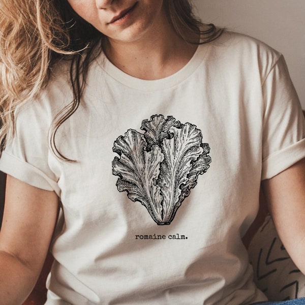 Funny Vegetable Shirt for Women, Gardening T Shirt, Gifts For Her, Cottagecore Tee, Veggie Outfit, Hand Drawn Lettuce, Food Pun, Vegan