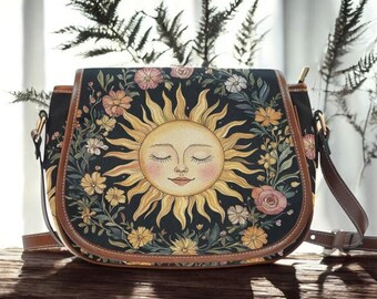 Celestial Sun Crossbodytas, zadeltasje, Cottagecore, Everyday tas, Whimsigoth, schoudertas, crossbodytas, gothic, crossbodytas boho
