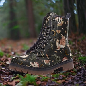 Combat Boots, Snails, Vegan Leather Combat Boots, Witchy Magic, Boots Boho, Witch Boots, Boho Festival Wear, Faux Leather Boot Forest Witch