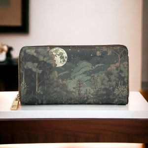 Portefeuille anime cottagecore, portefeuille femme, joli portefeuille, portefeuille fin, portefeuille végétalien, portefeuille bohème, Dark Academia, cadeau Forestcore, portefeuille sorcière