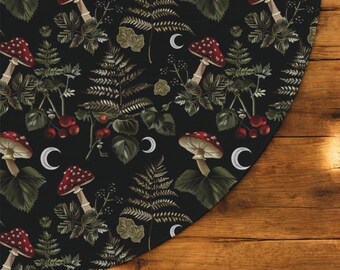Mushroom Rug, Round Rug, Forest Rug, Cottagecore Rug, Nature Rug, Forestcore Nursery, Circle Rug, Classroom Rug, Dark Cottagcore Baby