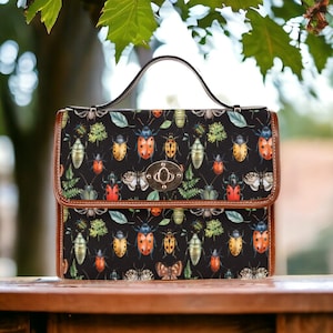 Käfer Tasche Entomologie Cottagecore Schultasche Boho Wildblumen Geschenk süsse Frauen Cross Body Geldbörse Cottagecore Farmers Market