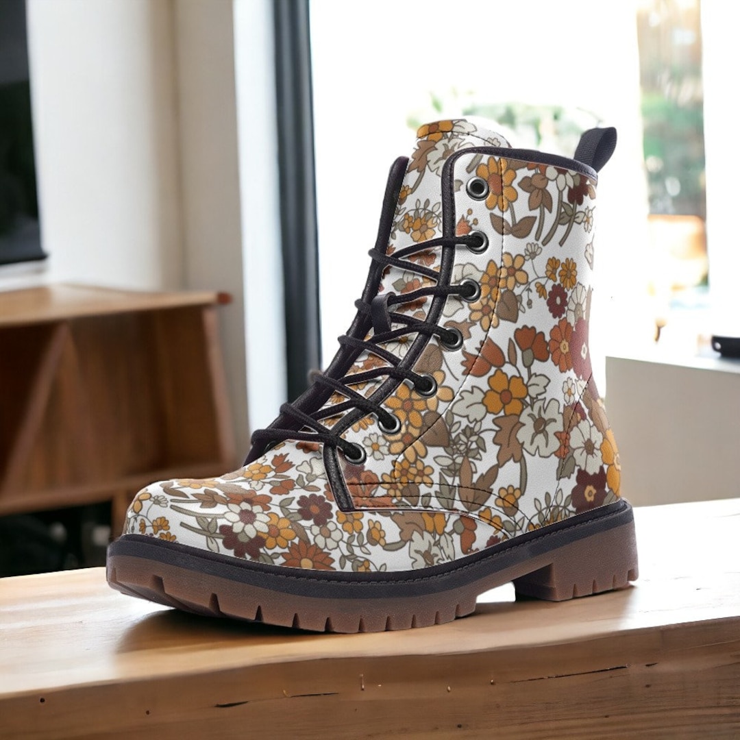 Waterproof Motorcycle Combat Boots - Non-Slip Vintage Patchwork Print, Side Zip & Lace-Up Tactical Boots For Men & Women