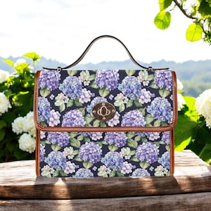 Hydrangea Satchel, Cross Body Bag, Boho Bag, Floral Summer Bag, Gift Cute Women Cross Body Purse, Summer Accessory, New England Summer Purse