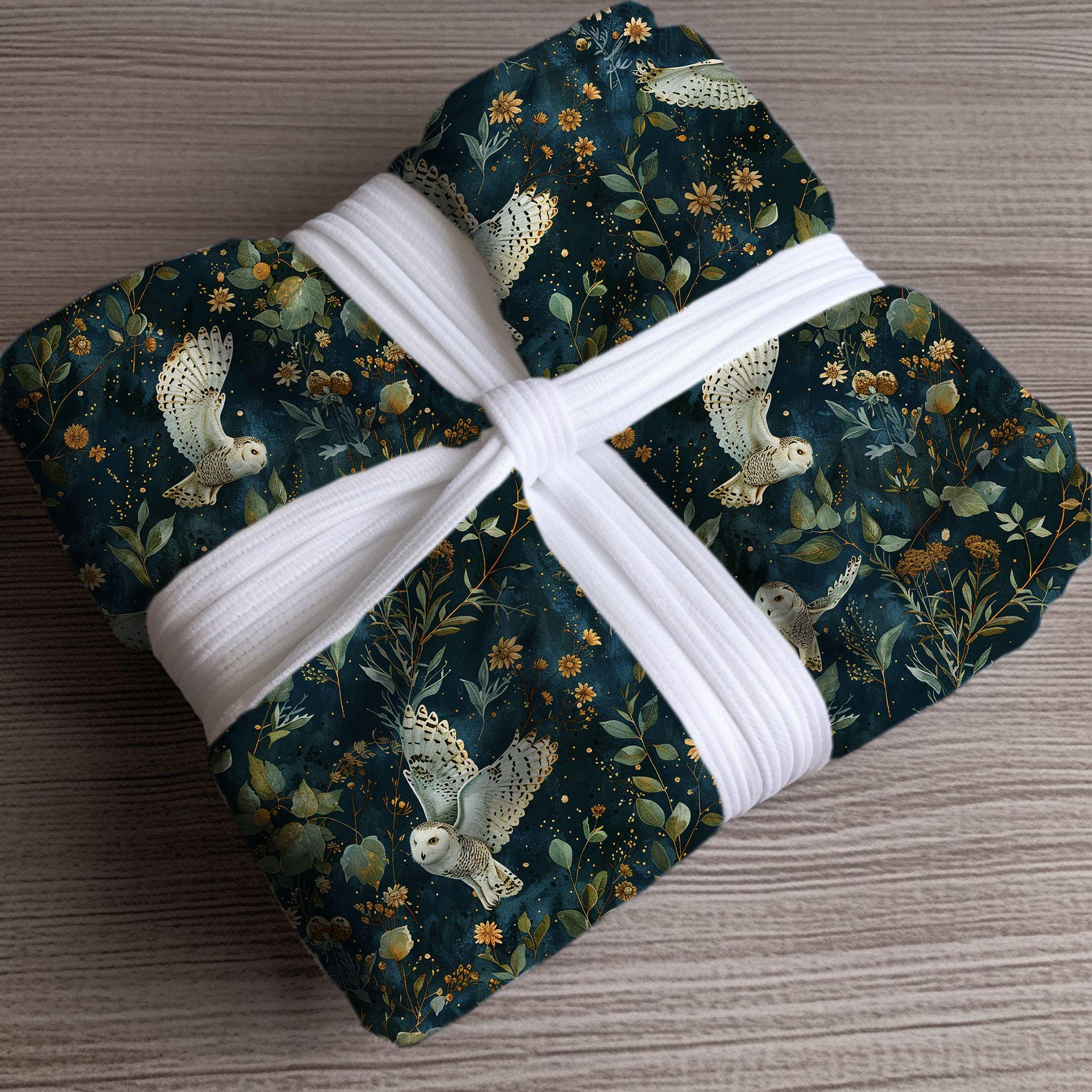 Enchanted Forest Owl Blanket – Cozy Woodland Throw with Starry Night Sky and Whimsical Botanic