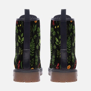 Combat Boots Mens Leather Boots Witch Shoes Gift for Wildflower Lover Women's Platform Boots Cottagecore Dark Academia image 5