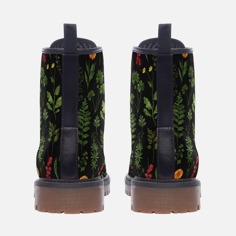 Combat Boots Mens Leather Boots Witch Shoes Gift for Wildflower Lover Women's Platform Boots Cottagecore Dark Academia image 5