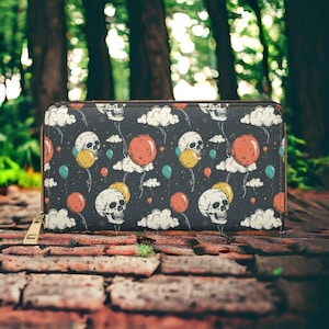 Brieftasche mit Reißverschluss, Kreditkartenetui, Brieftasche Goth, Reißverschluss-Brieftasche, Geschenk für Witchy Liebhaber, Vegane Lederbrieftasche, Frauen-Reise-Brieftasche