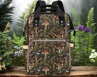 Windeltasche, Windeltasche, Rucksack, Geschenk für Baby, Pilztasche, Canvas Rucksack, Babyrucksack, Babywindeltasche, Babypartygeschenk, Laptoptasche