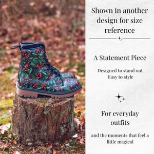 Floral Wedding Boots, Cottagecore Combat Boots, Whimsical Bride Shoes, Botanical Lace Up Boots, Naturecore Wedding Shoes, Cream Wedding Shoe image 4