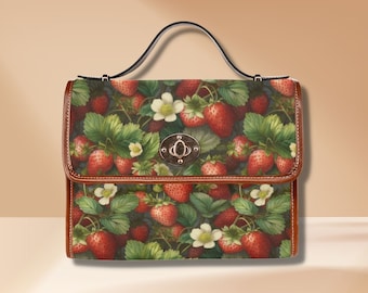 Strawberry Bag Goblincore Cottage Core Bag Strawberry Purse Farmers Market Bag Cottagecore Gardening Bag Strawberry Print Vintage Aesthetic