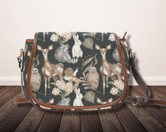 Bolso de cuero vegano Boho Forest para mujer, bolso gótico con forma de hongo, bolso cruzado estilo cottagecore oscuro, bolso de sillín de bruja