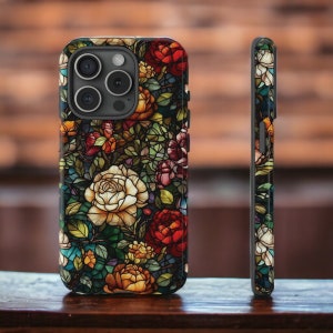 Stained Glass, Floral Phone Case, Phone Case, Cottagecore Gifts,  Aesthetic Phone Case, Goth Phone Case, Phonecase, Fairycore, Goblincore