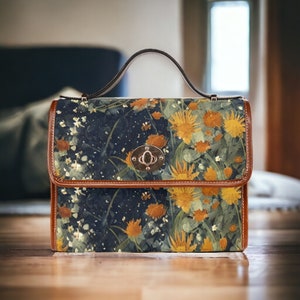 Floral Dark Academia Purse Goblincore Crossbody Dark Cottagecore Mushroom Gift for Witchy Lovers Weekender Bag Women Cute Toiletry Lunch Bag