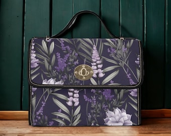 Dark Academia Wildflower Satchel Bag, Vintage Botanical Crossbody Purse, Moody Floral Handbag, Bookish Aesthetic Bag, Nature Lover Gift