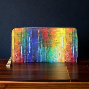 Brieftasche Niedlich, Brieftasche Vegan Zip, Brieftasche Geschenk, Vegan Leder, Kunst Lehrer Geschenk, Geschenk für Kunst Studenten, Künstler Geschenk, schlanke Brieftasche, süße Brieftasche