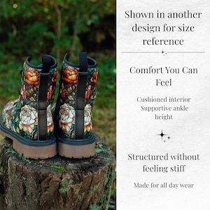 Floral Wedding Boots, Cottagecore Combat Boots, Whimsical Bride Shoes, Botanical Lace Up Boots, Naturecore Wedding Shoes, Cream Wedding Shoe image 3
