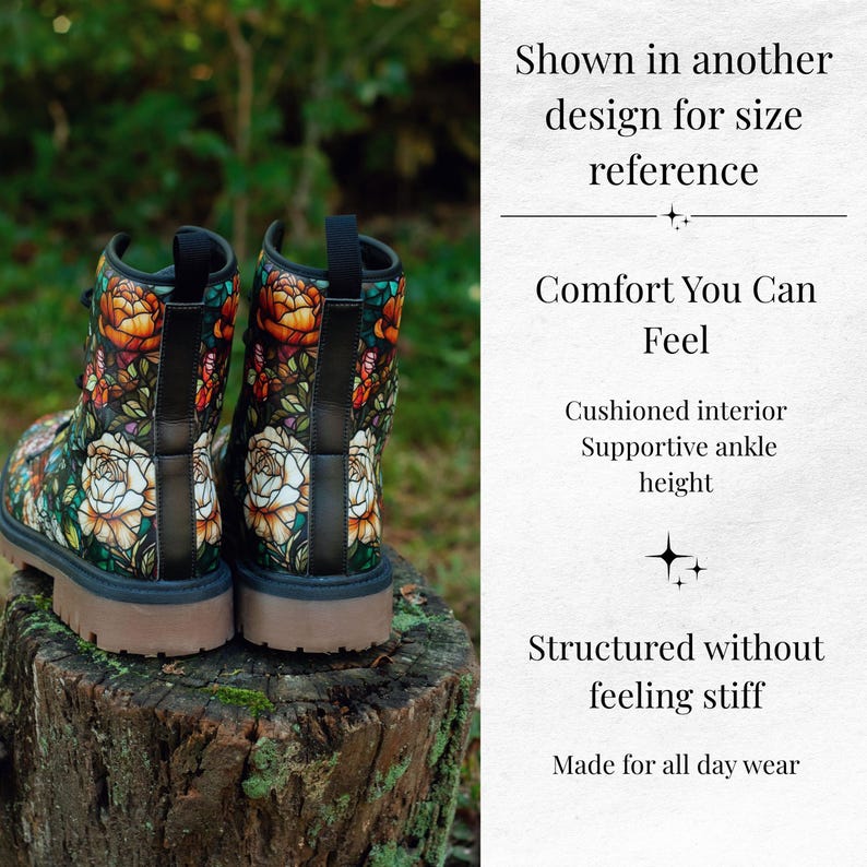 Floral Wedding Boots, Cottagecore Combat Boots, Whimsical Bride Shoes, Botanical Lace Up Boots, Naturecore Wedding Shoes, Cream Wedding Shoe image 3