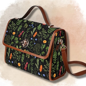 Sac cartable Cottagecore fleurs sauvages bohème cadeau femmes mignonnes sac à main bandoulière trousse de toilette femme trousse de maquillage florale marché de producteurs Cottagecore