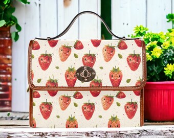 Strawberry Bag Goblincore Cottage Core Bag Strawberry Purse Farmers Market Bag Cottagecore Gardening Bag Strawberry Print Vintage Aesthetic