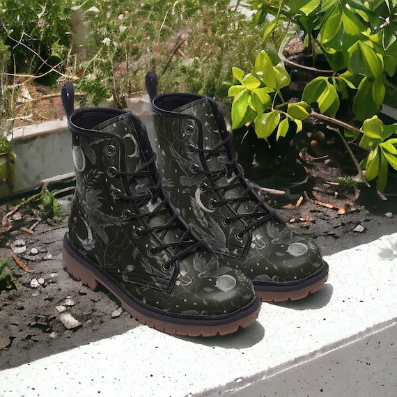Whimsigoth Combat Boots, Mens Leather Boots, Witch Shoes