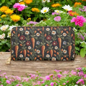 Cartera de Pascua con bordado falso, cartera de zanahoria, cartera delgada, cartera pequeña, cartera minimalista, cartera de mujer, cartera de mujer, cartera bonita para mujer