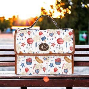 Cartable, sac bandoulière en toile, sac bandoulière, sac à main fantaisie, sac messager, sac à main patriotique, 4 juillet, cadeau gourmand, sac à main