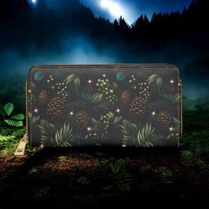 Monedero bonito, monedero fino, monedero de invierno, regalo para amantes de los ciervos, monedero para mujer, monedero de viaje, accesorio de cuero vegano, estilo bohemio, Forestcore