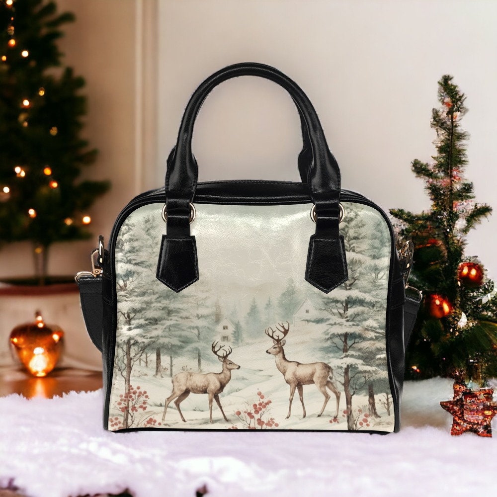 Novelty Purse Winter Bag Vegan Leather Round Crossbody Santa Purse