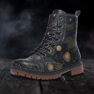 Celestial Combat Boots, Mens Leather Boots, Witch Shoes, Snake Shoes, Women&#39;s Platform, Whimisigoth, Novelty Boots, Goth Shoes, Witchy