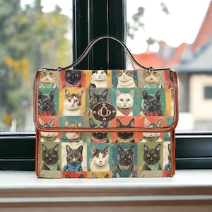 Sac chat, sacoche, sac bandoulière en toile, sac à main chats, sac fourre-tout, sac bandoulière, sac fleurs sauvages, sac à main d'été