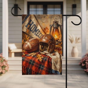 Vintage Football Garden Flag, Fall Football Decor, Autumn Harvest Flag, Cozy Fall Porch Decor, Football House Flag