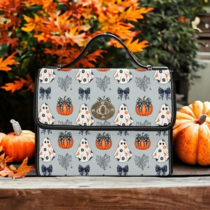 Bolso de lona para Halloween, coqueto, lindo bolso fantasma, bandolera de octubre, regalo para amantes de las brujas, cartera, lindo bolso cruzado para mujer, bolso boho