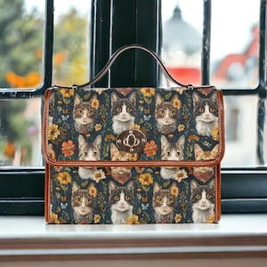 Sac chat, sacoche, sac bandoulière en toile, sac à main chats, sac fourre-tout, sac bandoulière, sac fleurs sauvages, sac à main d'été