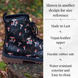 Floral Wedding Boots, Cottagecore Combat Boots, Whimsical Bride Shoes, Botanical Lace Up Boots, Naturecore Wedding Shoes, Cream Wedding Shoe image 2