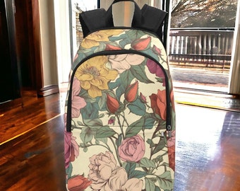 Canvas Backpack, Floral backpack, Laptop Backpack, Backpack Women, Travel Backpack, Cute Backpack, Dark Cottagecore, Backpacks For School