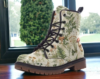 ◆KOMOREBI MUSEUM◆ Handmade Wide Classic Middle Boots Brown Women's Mexican Boot. Handmade Leather Sunflower Embroidered