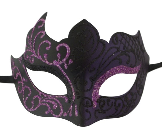 Purple Silver Gray Scroll Mardi Gras Masquerade Small Teen Kid Mask