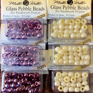 Mill hill glass pebble beads- 3x 5002 and 3x 5202