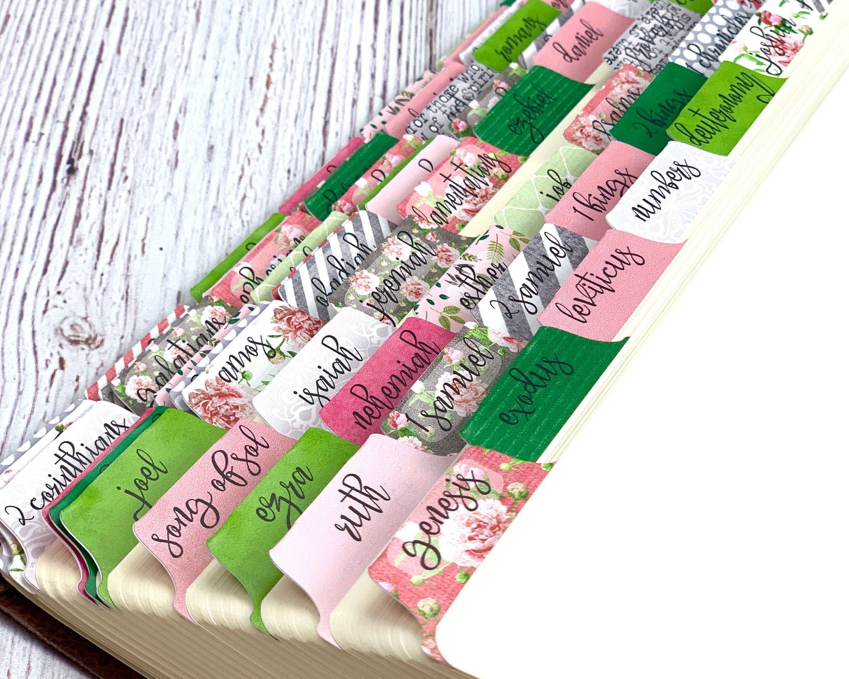 Vinyl Bible Tabs, Paris Theme, Pink, Gray and Green Bible Journaling …