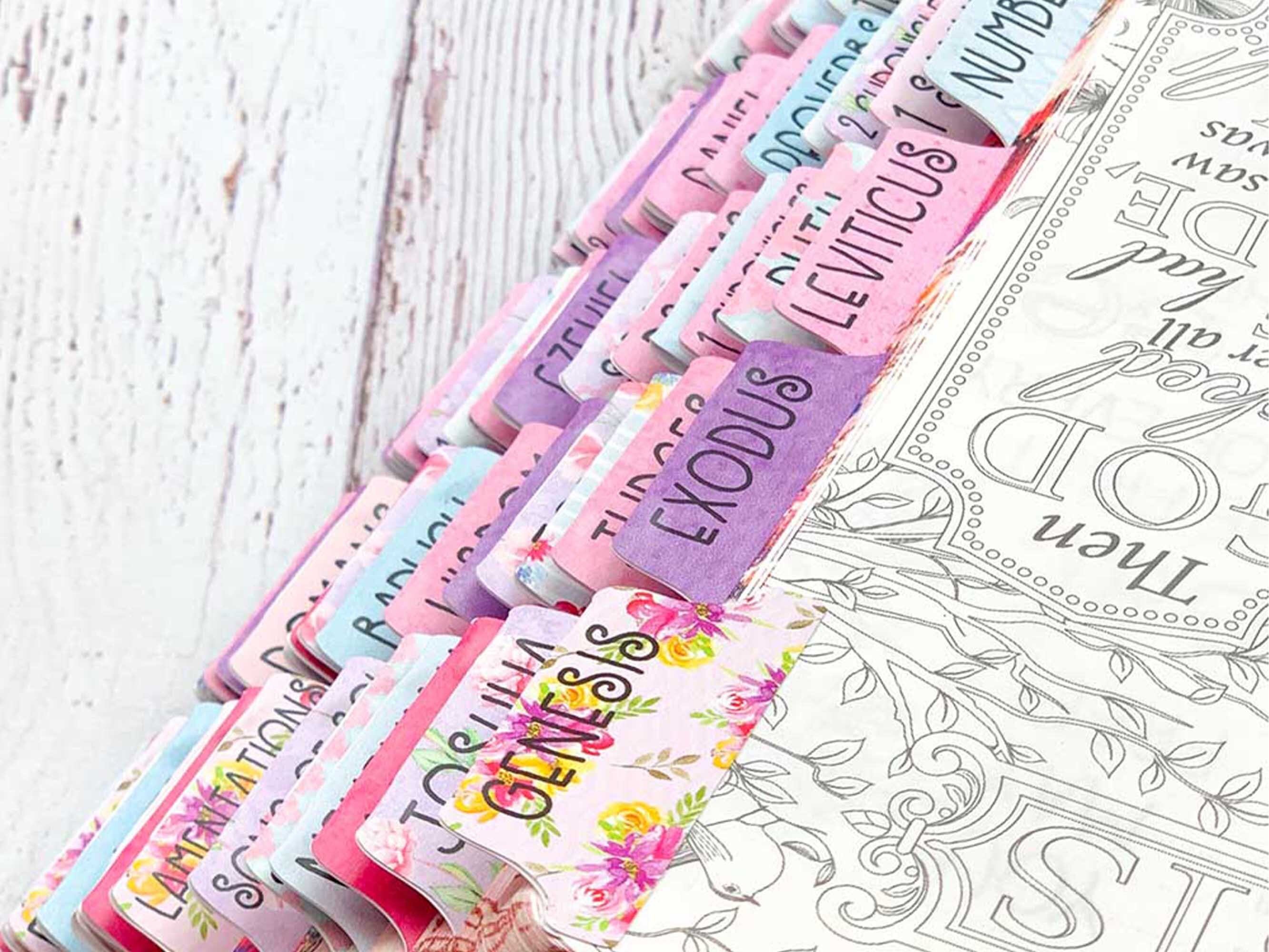 Vinyl Bible Tabs, Purple, Pink, Blue, Handmade in the US, Self Adhesi…