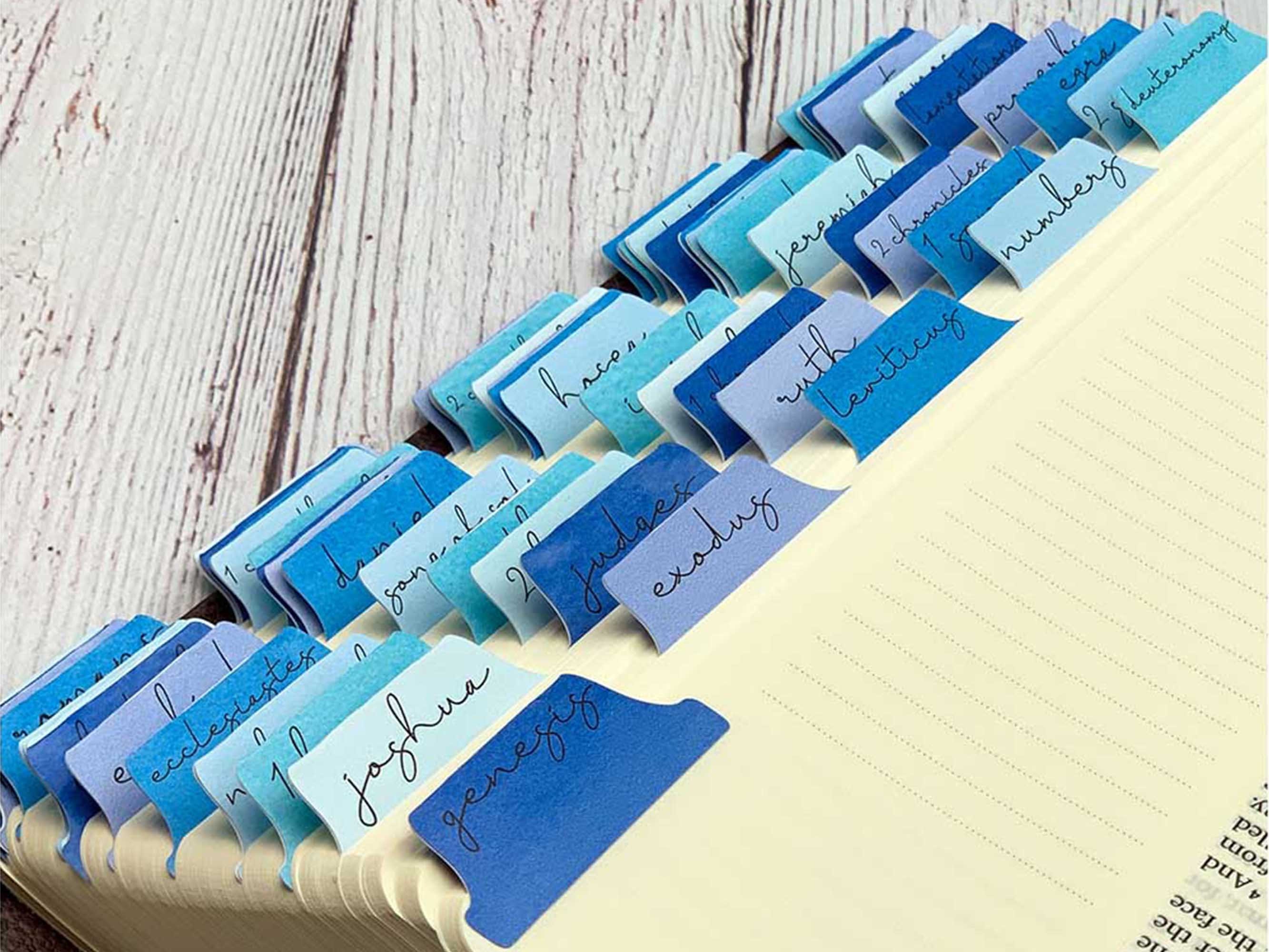 Vinyl Bible Tabs, Watercolor Blue Ocean, Handmade in the US, Self Adh…