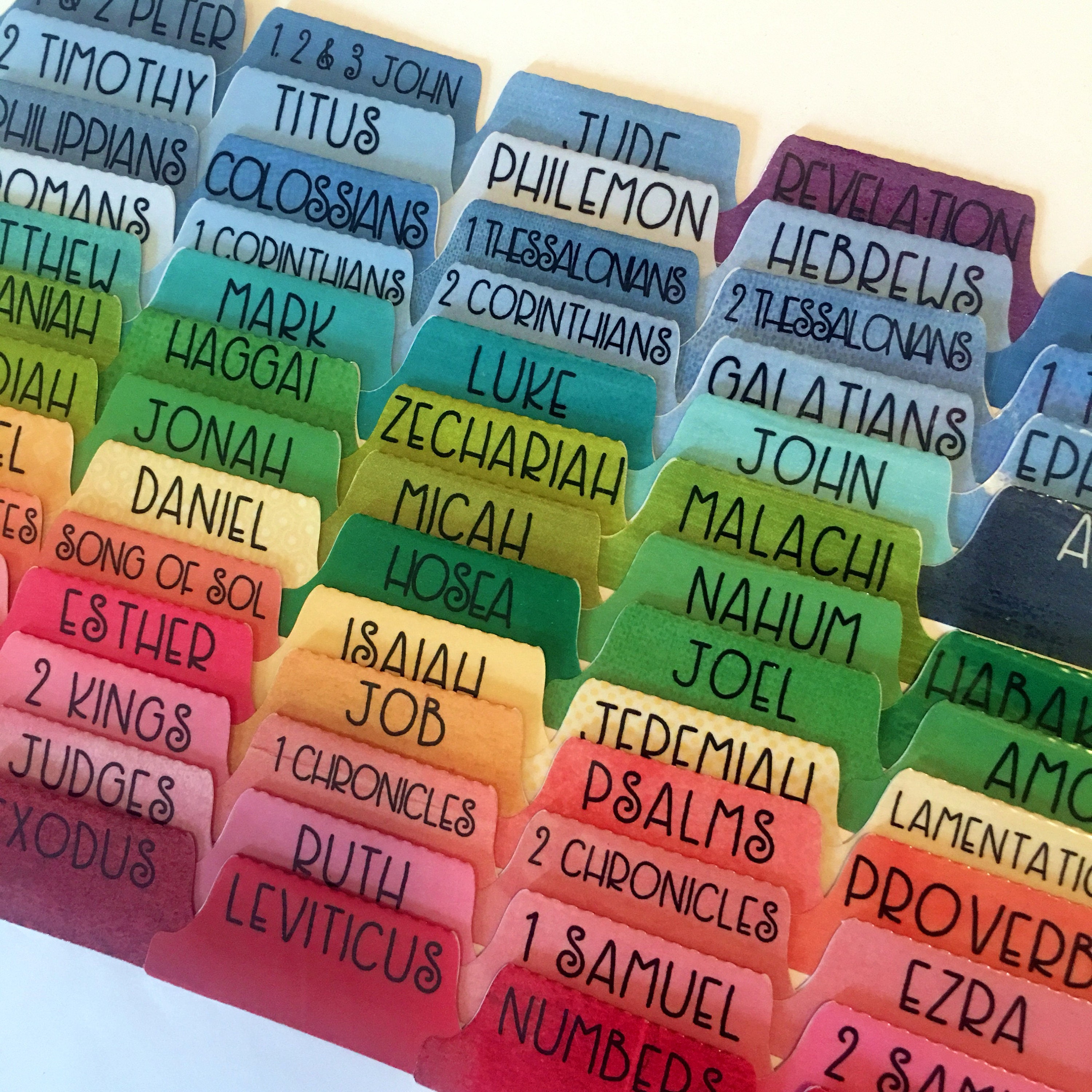 Vinyl Bible Tabs, Colorful Watercolor Rainbow, Self Adhesive Vinyl Bi…