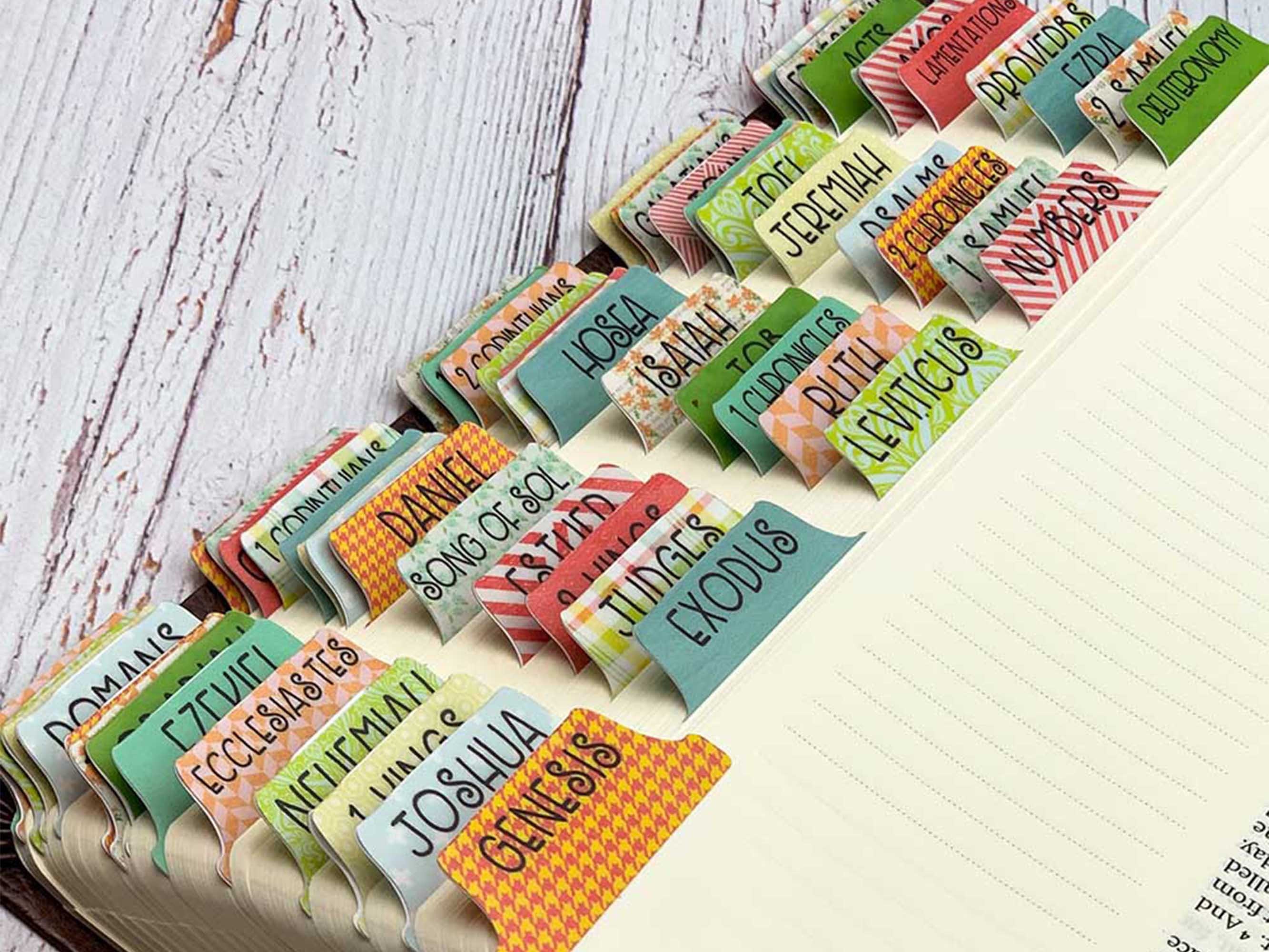 Vinyl Bible Tabs, Colorful Patterns, Handmade in US, Bible Journaling…
