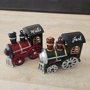 Personalized Train Christmas Ornament: Hand Lettered Vintage Like Train