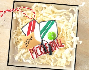 Personalized Pickleball Christmas Tree Ornament Gift, Hand Lettered