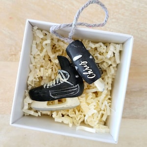 Personalized Hockey Skates Christmas Ornament, Custom Ice Skating Ornament, Gift for Boy, Winter Christmas Tree Decoration - One