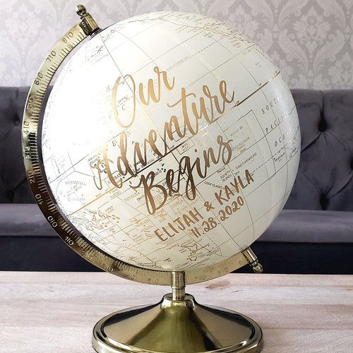 Wedding Guest Book Alternative Globe Custom Painted Etsy