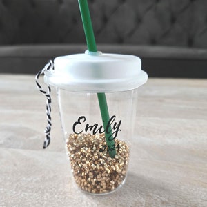 Adorno de café helado personalizado, adorno navideño con bebida de verano